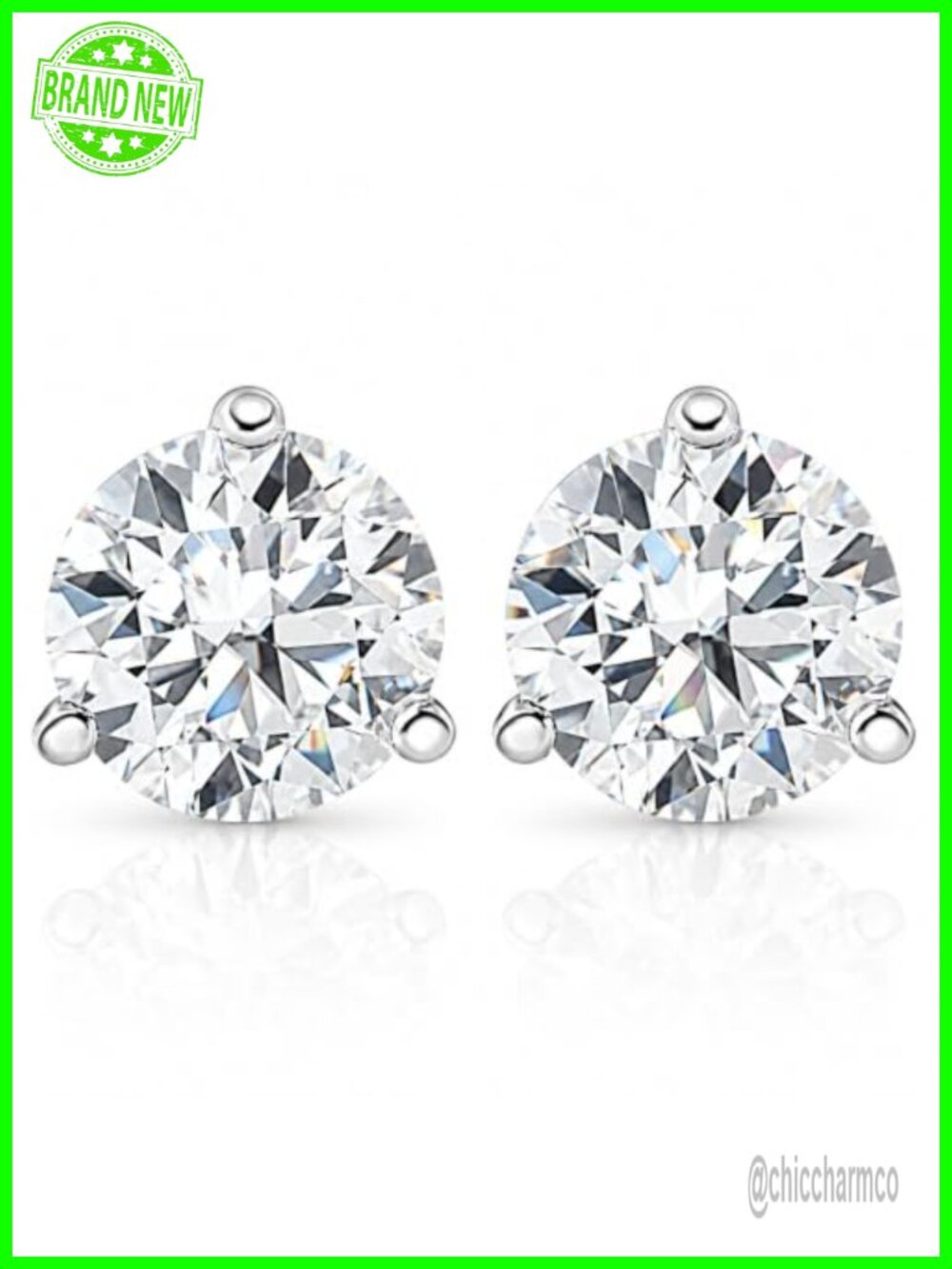 14K White Gold Lab Created Diamond Stud Earrings 1/2ct Martini
